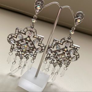 🆕🔥LargeSparkly Chandelier Crystal Earring Silver